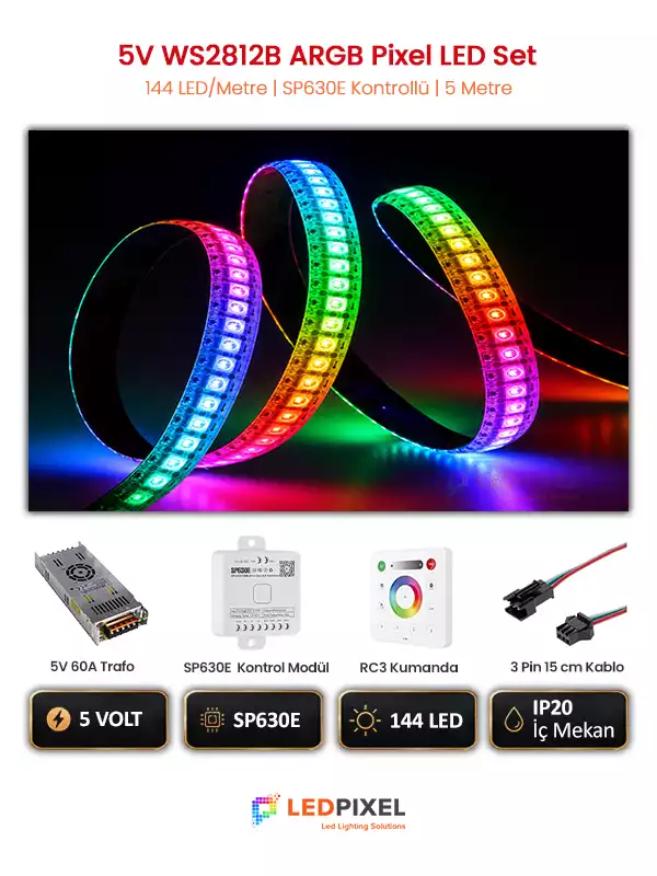 WS2812B 144 LED Pixel Şerit LED
