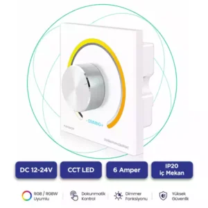 Dokunmatik CCT Tunable White LED dimmer paneli metal döner knob