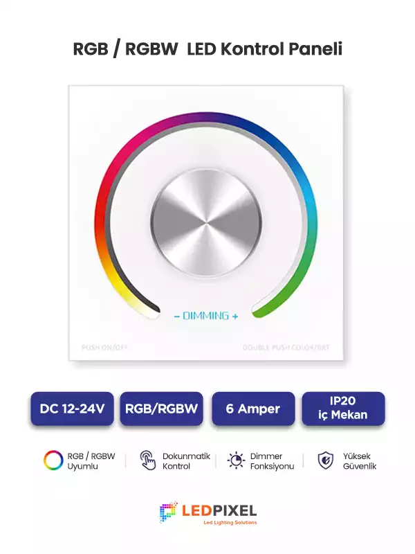 Duvar tipi RGB RGBW döner knob LED kontrol paneli RF 2.4GHz dokunmatik dimmer kontrol cihazı